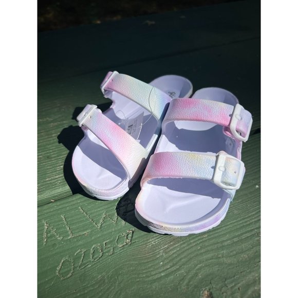 GiGil Slip On Girl Sandals Buckles Tie Dyed White Pastel Size 13 NWT - Picture 1 of 5